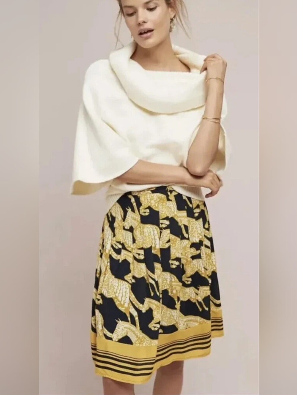 Maeve By Anthropologie Jade A-Line Horse Print Skirt